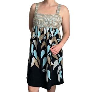 Vintage BCBGMAXAZRIA Y2K Blue Floral & Zebra Print Dress Women's Large